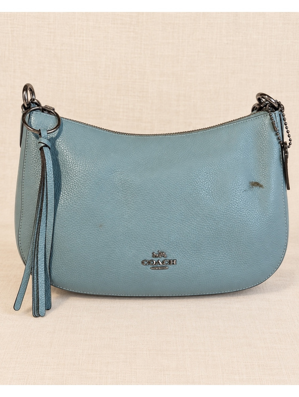 Coach Pebbled Leather Hobo Shoulder Bag Powder Blue Style 32548
